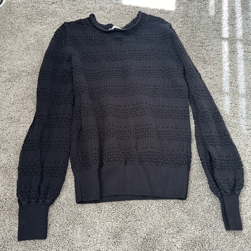 LOFT Black Lace Knit Top